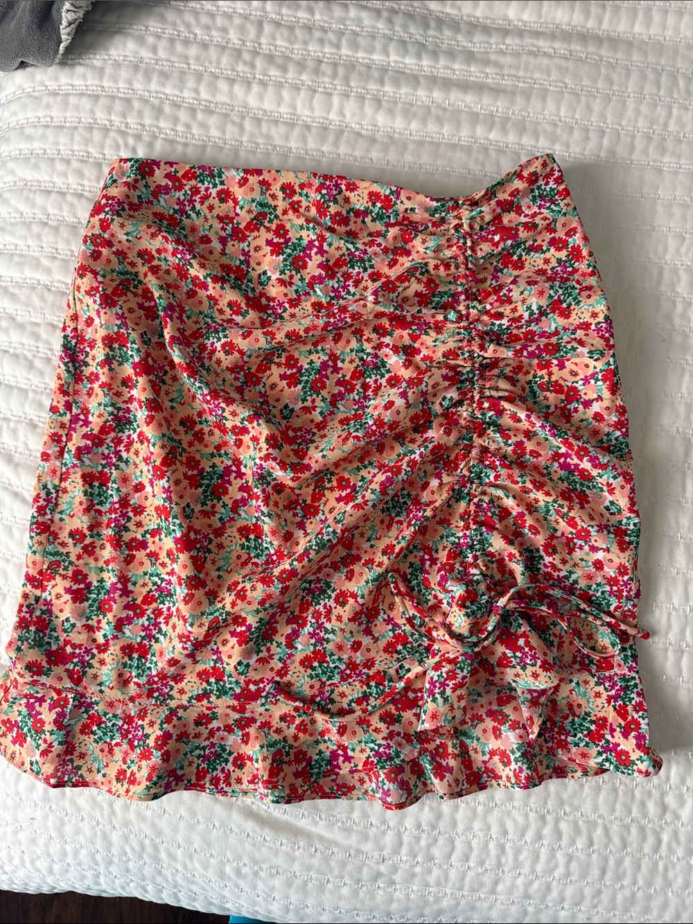 VICI Floral Ruched Mini Skirt